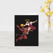 Jesus überquert den Teufel Basketball Player Dunk Karte (Gelbe Blume)
