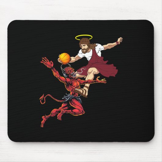 Jesus überquert den Teufel Basketball Player Dunk Mousepad (Vorne)
