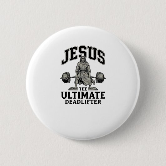 Jesus Ultimate Deadlifter Vintage Gym-Shirt-Design Button (Vorderseite)