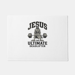 Jesus Ultimate Deadlifter Vintage Gym-Shirt Design Fußmatte