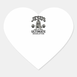 Jesus Ultimate Deadlifter Vintage Gym-Shirt-Design Herz-Aufkleber