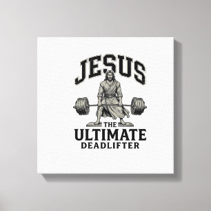 Jesus Ultimate Deadlifter Vintage Gym-Shirt-Design Leinwanddruck