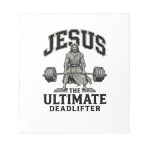 Jesus Ultimate Deadlifter Vintage Gym-Shirt-Design Notizblock