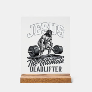 Jesus Ultimate Deadlifter Vintage Vector T-Shirt D Acrylschild