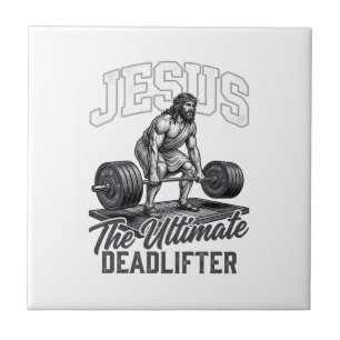 Jesus Ultimate Deadlifter Vintage Vector T-Shirt D Fliese