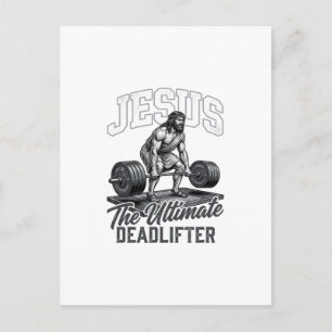 Jesus Ultimate Deadlifter Vintage Vector T-Shirt D Postkarte