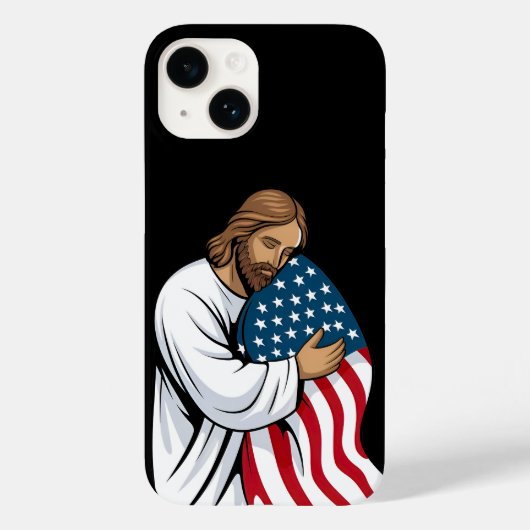 Jesus umarmt die amerikanische Flagge Case-Mate iPhone Hülle (Rückseite)