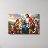 Jesus umgeben von Kindern Leinwanddruck (Vorderseite)