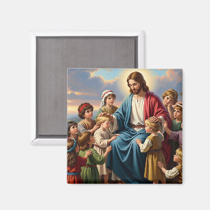 Jesus umgeben von Kindern Magnet