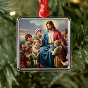Jesus umgeben von Kindern Ornament Aus Metall