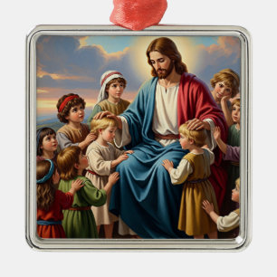 Jesus umgeben von Kindern Ornament Aus Metall