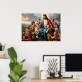Jesus umgeben von Kindern Poster (Heimbüro)