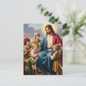 Jesus umgeben von Kindern Postkarte (Stehend Vorderseite)