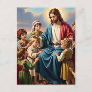 Jesus umgeben von Kindern Postkarte