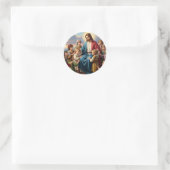Jesus umgeben von Kindern Runder Aufkleber (Tasche)