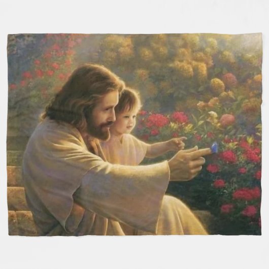 JESUS und BABY Fleecedecke (Vorderseite (Horizontal))