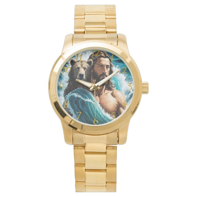 Jesus und Bär Armbanduhr (Vorderseite)