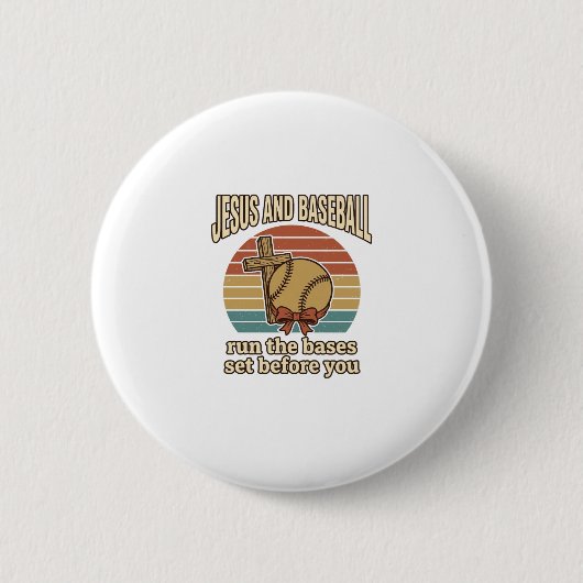 Jesus und Baseball Vintage-Christen-Shirt Button (Vorderseite)