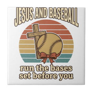 Jesus und Baseball Vintage-Christen-Shirt Fliese