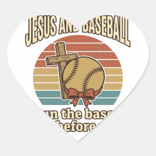 Jesus und Baseball Vintage-Christen-Shirt Herz-Aufkleber