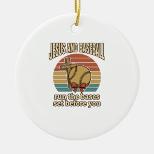 Jesus und Baseball Vintage-Christen-Shirt Keramik Ornament