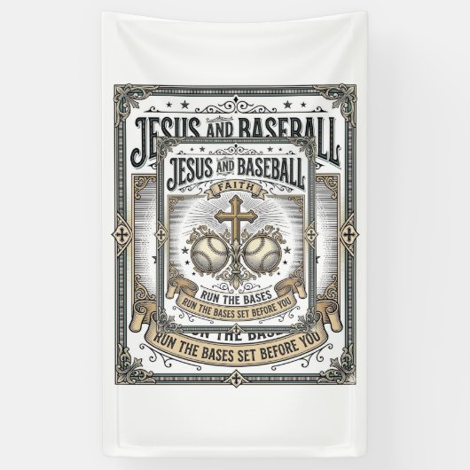 Jesus und Baseball Vintage Christlich Banner (Vertikal)
