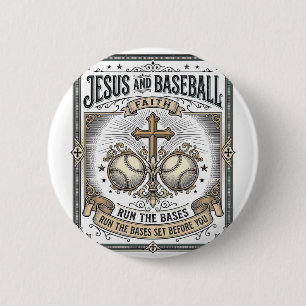 Jesus und Baseball Vintage Christlich Button
