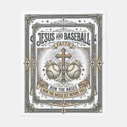 Jesus und Baseball Vintage Christlich Fleecedecke (Vorderseite)