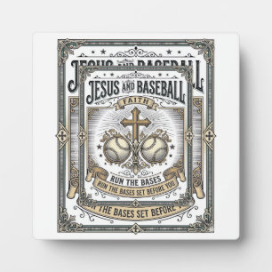 Jesus und Baseball Vintage Christlich Fotoplatte