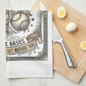 Jesus und Baseball Vintage Christlich Geschirrtuch (Viertel Falte)