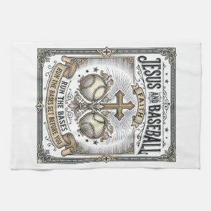 Jesus und Baseball Vintage Christlich Geschirrtuch