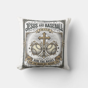 Jesus und Baseball Vintage Christlich Kissen