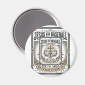 Jesus und Baseball Vintage Christlich Magnet (Vorderseite/Rückseite)