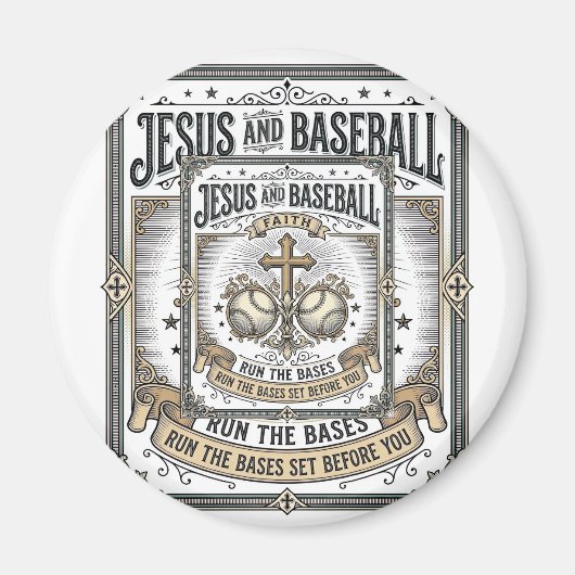 Jesus und Baseball Vintage Christlich Magnet (Vorne)