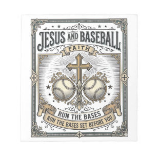 Jesus und Baseball Vintage Christlich  Notizblock