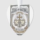 Jesus und Baseball Vintage Christlich  Ornament (Vorderseite)