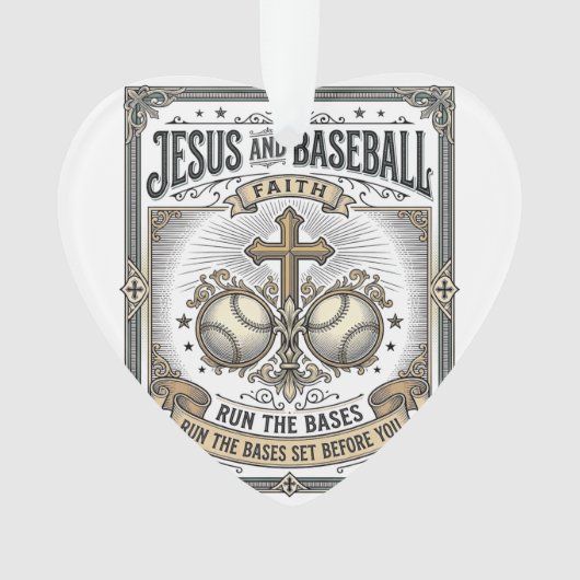 Jesus und Baseball Vintage Christlich  Ornament (Vorderseite)