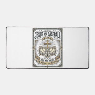 Jesus und Baseball Vintage Christlich  Schreibtischunterlage