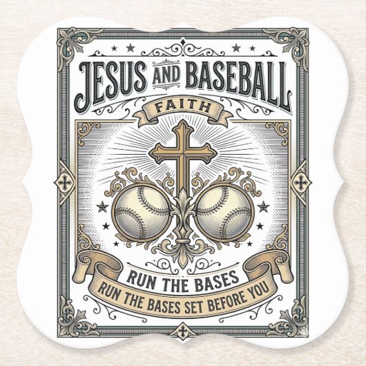 Jesus und Baseball Vintage Christlich  Untersetzer (Vorderseite)