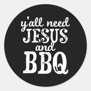 Jesus und BBQ für religiöse Barbecue-Liebhaber Runder Aufkleber
