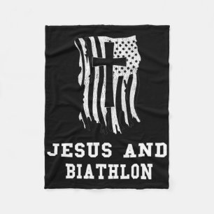 Jesus und Biathlon Design für Christliche Biathlet Fleecedecke