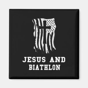 Jesus und Biathlon Design für Christliche Biathlet Magnet