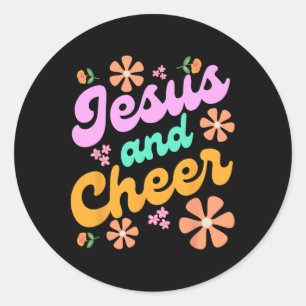 Jesus und Cheer Cheerleading-Trainer Lustig Groovy Runder Aufkleber