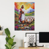 Jesus und das Schafposter Poster (Heimbüro)