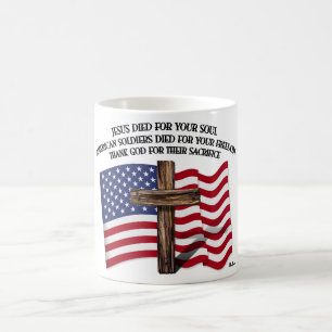 Jesus und das schroffe Kreuz US der amerikanischen Kaffeetasse