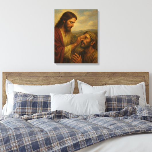 Jesus und der Blinde Mann™ LDS Wall Art Leinwand (Insitu (Schlafzimmer))