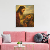 Jesus und der Blinde Mann™ LDS Wall Art Leinwand (Insitu (Wohnzimmer))