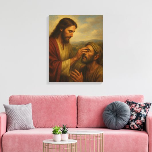 Jesus und der Blinde Mann™ LDS Wall Art Leinwand (Insitu (Wohnzimmer))