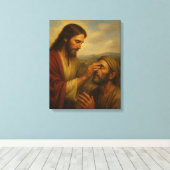 Jesus und der Blinde Mann™ LDS Wall Art Leinwand (Insitu (Holzboden))