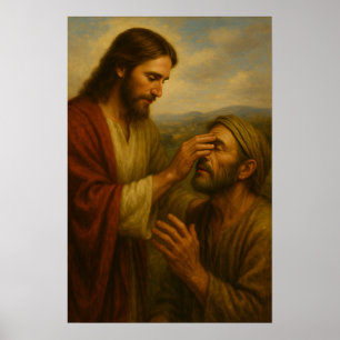 Jesus und der blinde Mann™ LDS-Wandkunstposter Poster